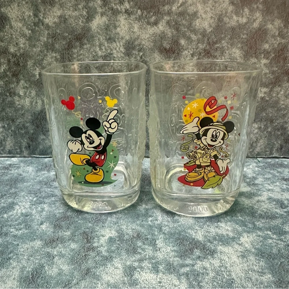 Disney Mickey Mouse Glass Tumblers - Red, Yellow, Green